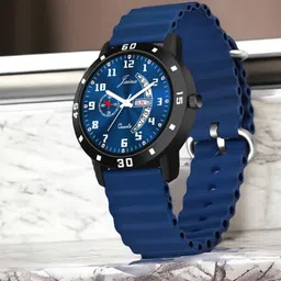 jainx Blue Day and Date Dial Silicone Band Analog Watch - For Men JM7178-picture-23