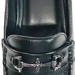 jindal enterprises Men’s Black Leather Loafers – Formal & Casual Slip-On Dress Shoes Loafers For Men image 3