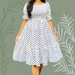 hoc's Women Fit and Flare White Midi/Calf Length Dress-picture-23