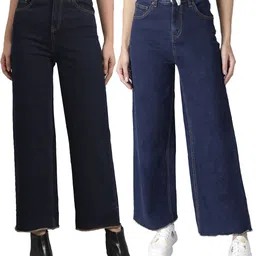 kotty Women Flared Mid Rise Black, Blue Jeans-picture-33