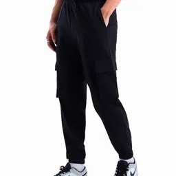 bewakoof Men Solid Black Track Pants image 2