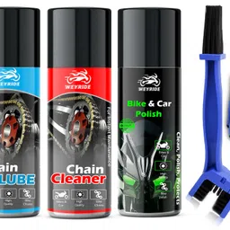 Bike Chain Lubricant Spray and Bike Shiner with bike Cleaner For Bike Wa_a9 Cleaning Bursh with Micro Fiber Cloth (150ml Each) Chain Oil-image-89