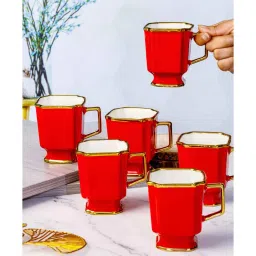 roxx Porcelain Coffee/Tea Gold Design Mug Set of 6pcs image 2