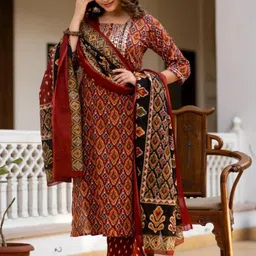 DEEPIKA Embroidered Kurta, Palazzo & Dupatta Set-image-0