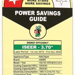 haier 1.5 Ton 3 Star Split Inverter AC - White image 3