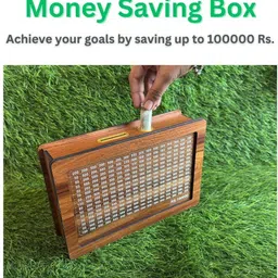 houseofad Wooden Money Saving Box | Cash Saver Money Box with Counting Target | Coin Bank Coin Bank-picture-26