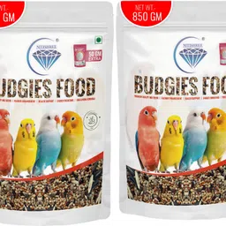 nitishree Premium Budgie Seed Mix with100g Cattle Bone Powder Bird Food for Healthy Growth Nuts 1.7 kg (2x0.85 kg) Dry New Born, Adult, Young, Senior Bird Food image 1