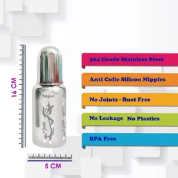 babykom Stainless Steel Feeding with Brush and Paladai/Chakku- 304 Grade Stainless Steel image 4