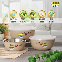 urban chef Stainless Steel Serving Bowl Microwave safe Flora Bowl image 2