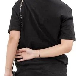 alentra Women Solid Round Neck Pure Cotton Black T-Shirt image 5