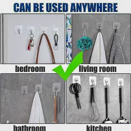 spivora Adhesive Hooks for Wall, Sticky Wall Hook for Hangers,Bedroom,Bathroom hangings Hook 10 image 3