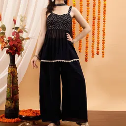indo street Top Palazzos Co-ords Set with Scarf/Stole-picture-13