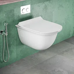 syon MIRROR Premium Ceramic Wall Hung Commode/ Toilet Seat with Accessories MIRROR Western Commode-picture-40