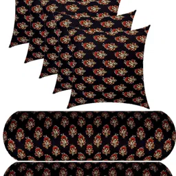 gkm Microfibre Bolster Pack of 7 Floral 5 Cushion And 2-picture-28