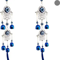 bzilo Pack Of 2 WindChime Hamsa Hand Metal Evil Eye Wall Hangings Design May vary O80 Polyresin Windchime-picture-13