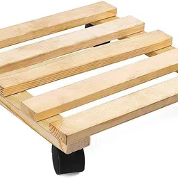 Incrizma Wooden Plant Stand with 4 Rolling Wheels(2 Lockable Caster Wheels) Garden Gnome image 1