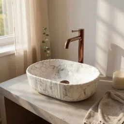 inletcera Premium White & Grey Ceramic Wash Basin for Bathroom and hotels(M05) (19.5x13x5)HR Line(M-05) Table Top Basin-picture-10