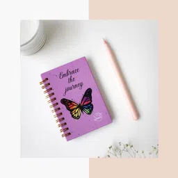 jirana Pink Butterfly Pocket A7 Spiral Notebook A7 Notebook Single Line 50 Pages-picture-41