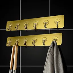 hk appliance 2 PCS Self-Adhesive Golden Wall Hanger for Hanging Hook 2-picture-12