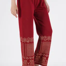 crown king garments Women Relaxed Maroon Wool Trousers image 5