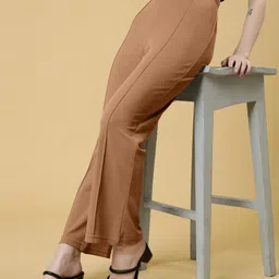 doil domec Women Straight Fit Brown Viscose Rayon Trousers-picture-10