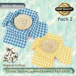aarnikawrap Cotton Double Layer Roti Clothes Wrap with Flaps, Cotton Cloth for Chapati Checkered Roti Round Flap Cover-picture-11