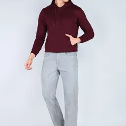 park avenue Men Full Sleeve Solid Hooded Sweatshirt image 2