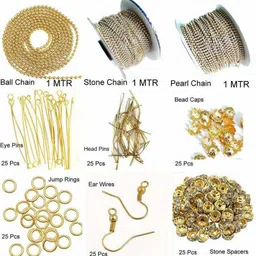 sharum crafts Jewellery Making Kit - Golden ( 9 Items )-picture-21