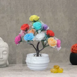 modo ROSE Flower Plant with POT for Home Office Décor & Giftting (23 CM)-Multicolor Multicolor Rose Artificial Flower with Pot-picture-24
