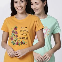Kryptic Women Pack Of 2 Printed Pure Cotton Lounge T-shirts-picture-47