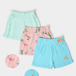 MiArcus Infants Girls Pack Of 3 Printed Pure Cotton Ruffles Shorts-picture-31