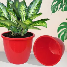 Kuber Industries Red 5 Pcs Indoor & Outdoor Non-Hanging Pots image 3