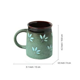 ExclusiveLane Set of 2 Leaf Sips Hand-Painted  Handglazed Studio Pottery Ceramic Mugs image 5