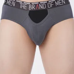 DISPENSER Pack Of 2 Men Stretchable Mid-Rise Basic Briefs- S4-Brief-Black-Grey-M image 2