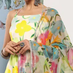 Inddus Women Floral Printed Kurta With Trousers & Dupatta image 5