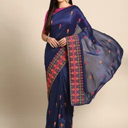 RAJGRANTH Ethnic Motifs Embroidered Pure Georgette Saree-picture-30