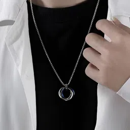 Designs & You Stainless Steel Silver-Plated Circular Pendants With Chains-picture-24