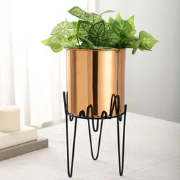 Maison Modern ZigZag Pedestal Copper-Toned 2 Pieces Stainless Steel Planter With Arbor-picture-43