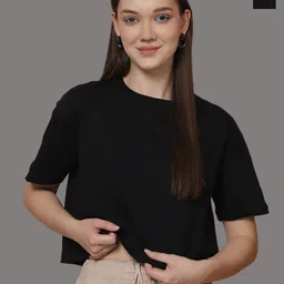 Friskers Women Pack Of 2 Solid Round Neck Oversized T-shirts-image-27