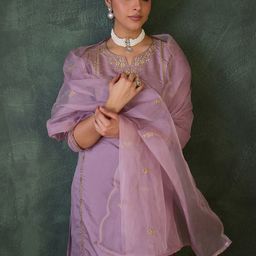 Indo Era Women Ethnic Motifs Embroidered Kurta with Trousers & Dupatta-picture-23