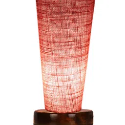Devansh Pink Jute Cylinder Table Lamps With Brown Round Wood Base image 4