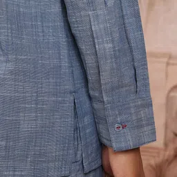 Sangria Band Collar Pure Cotton Straight Kurta with Trousers image 5