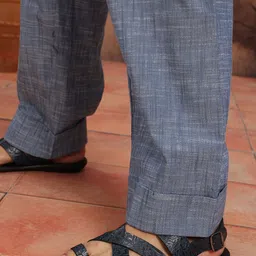 Sangria Band Collar Pure Cotton Straight Kurta with Trousers image 3