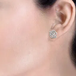 KUBERBOX Java 18KT White Gold Diamond-Studded Earrings- 1.32gm image 2