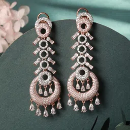Saraf RS Jewellery Rose Gold Plated Classic Drop Earrings image 1