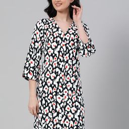 Marks & Spencer Abstract Print V Neck A-Line Dress-picture-6