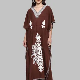 CRAFTBAZAR Ethnic Motif Embroidered Kaftan Maxi Ethnic Dress-image-4