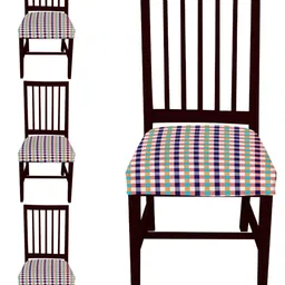 Lazi 4 Pieces Blue & Red Stretchable Dining Chair Seat Covers-picture-25