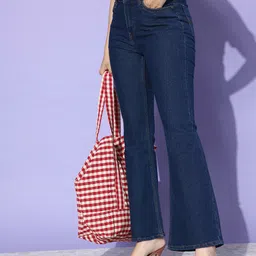 The Roadster Lifestyle Co. Women Navy Blue Bootcut Mid-Rise Stretchable Jeans-picture-16