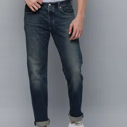 Levis Men Blue 501 Straight Fit Heavy Fade Stretchable Jeans-picture-11